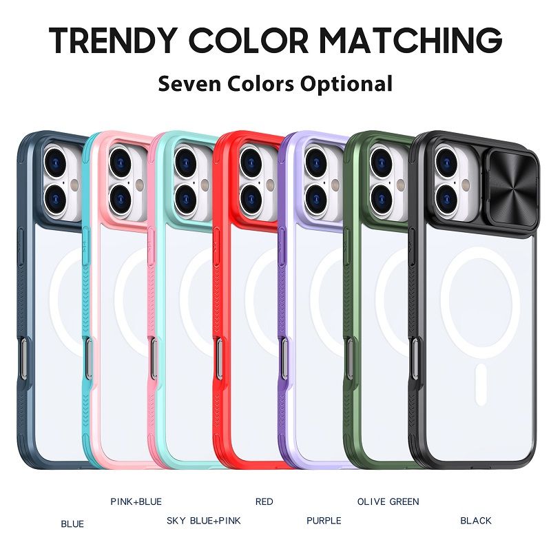 Luxury Slide Camera Lens Case For iPhone 16 15 14 Plus 16 15 14 13 12 11 Pro Max Magnetic Transparent Shockproof Protective Cover