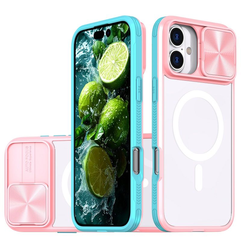 Luxury Slide Camera Lens Case For iPhone 16 15 14 Plus 16 15 14 13 12 11 Pro Max Magnetic Transparent Shockproof Protective Cover