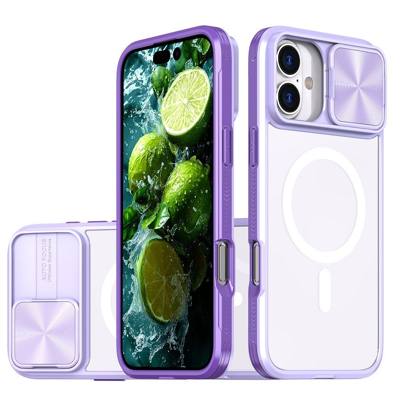 Luxury Slide Camera Lens Case For iPhone 16 15 14 Plus 16 15 14 13 12 11 Pro Max Magnetic Transparent Shockproof Protective Cover