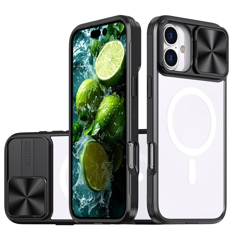 Luxury Slide Camera Lens Case For iPhone 16 15 14 Plus 16 15 14 13 12 11 Pro Max Magnetic Transparent Shockproof Protective Cover