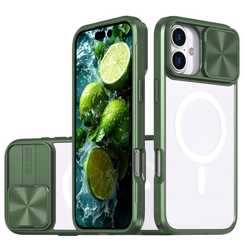 Luxury Slide Camera Lens Case For iPhone 16 15 14 Plus 16 15 14 13 12 11 Pro Max Magnetic Transparent Shockproof Protective Cover