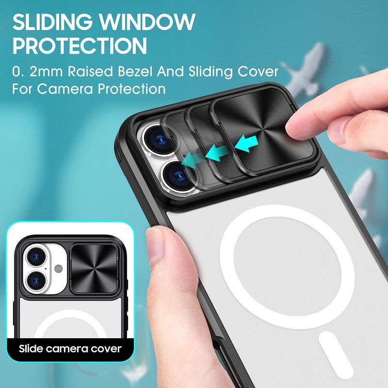 Luxury Slide Camera Lens Case For iPhone 16 15 14 Plus 16 15 14 13 12 11 Pro Max Magnetic Transparent Shockproof Protective Cover