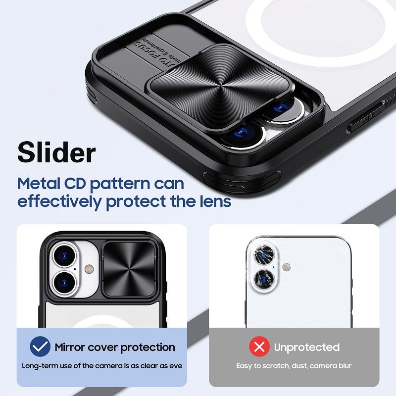 Luxury Slide Camera Lens Case For iPhone 16 15 14 Plus 16 15 14 13 12 11 Pro Max Magnetic Transparent Shockproof Protective Cover