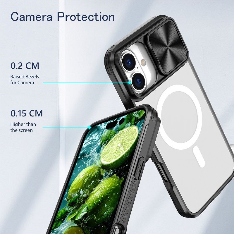 Luxury Slide Camera Lens Case For iPhone 16 15 14 Plus 16 15 14 13 12 11 Pro Max Magnetic Transparent Shockproof Protective Cover