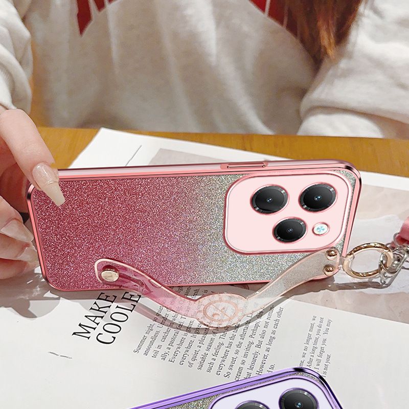 New - Wrist Strap Rope Transparent With Glitter Paper 2 in 1 Phone Case For Infinix Note 40 30 Pro 30i  30 VIP Smart 8 7 6 5 Hot 40 30 30i 30 Play Tecno Spark 10C 10 Pro Core Protective Back Cover