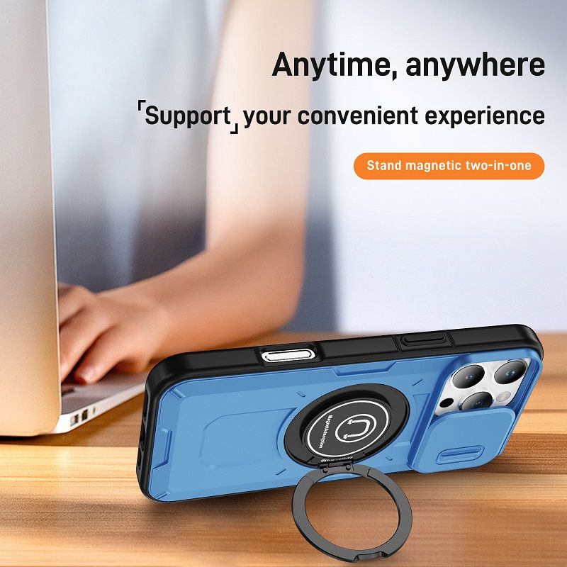 New - Luxury Slide Camera Lens Case For iPhone 16 Pro 15 Plus 16 Plus 15 14 Pro 13 Pro 1 615 14 13 12 11 Pro Max Car mounted magnetic Kickstand Shockproof Cover