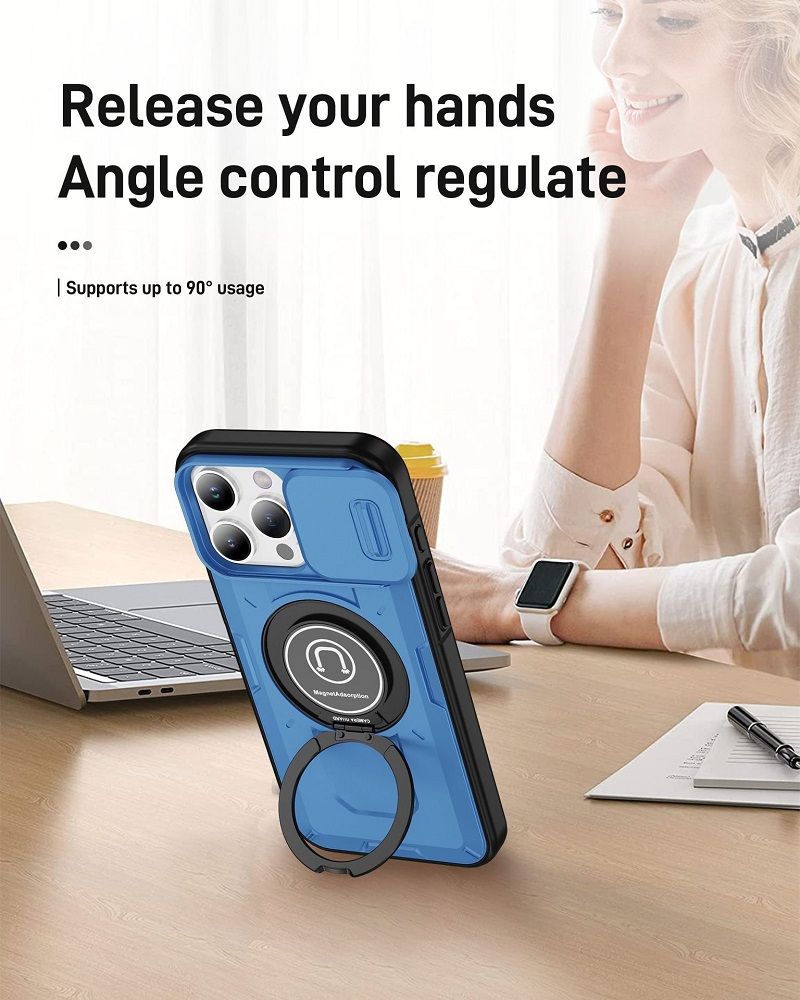 New - Luxury Slide Camera Lens Case For iPhone 16 Pro 15 Plus 16 Plus 15 14 Pro 13 Pro 1 615 14 13 12 11 Pro Max Car mounted magnetic Kickstand Shockproof Cover