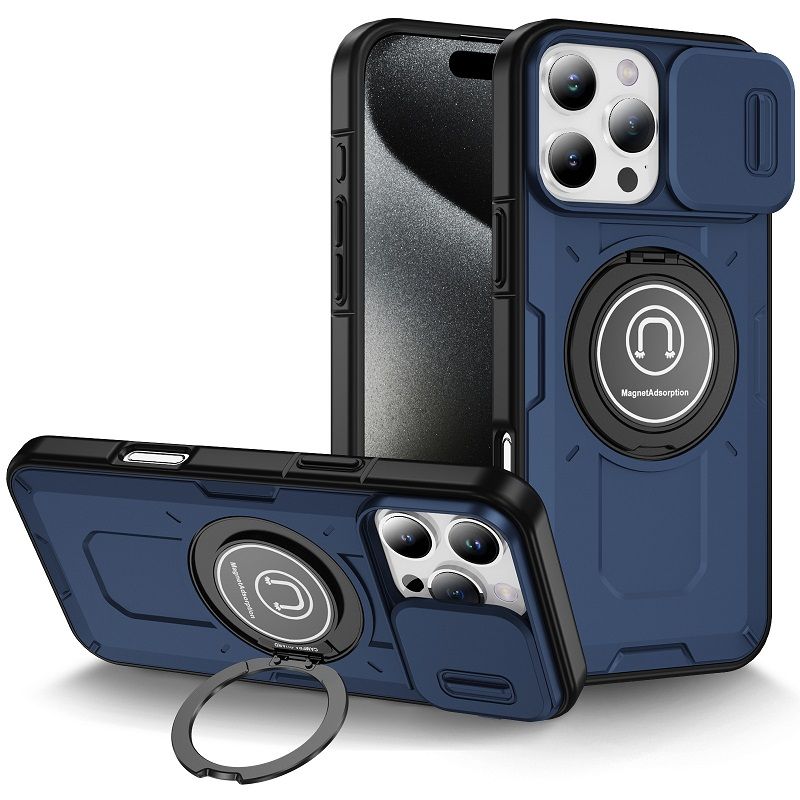 New - Luxury Slide Camera Lens Case For iPhone 16 Pro 15 Plus 16 Plus 15 14 Pro 13 Pro 1 615 14 13 12 11 Pro Max Car mounted magnetic Kickstand Shockproof Cover