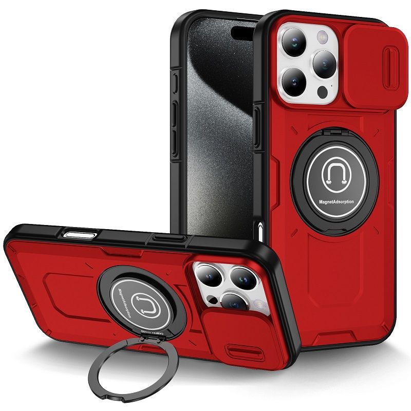 New - Luxury Slide Camera Lens Case For iPhone 16 Pro 15 Plus 16 Plus 15 14 Pro 13 Pro 1 615 14 13 12 11 Pro Max Car mounted magnetic Kickstand Shockproof Cover
