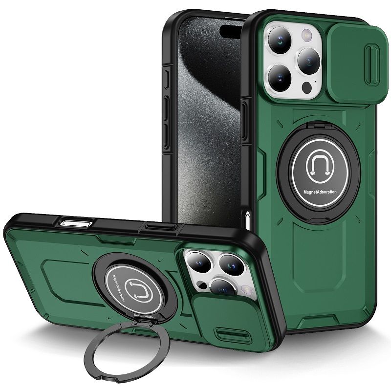 New - Luxury Slide Camera Lens Case For iPhone 16 Pro 15 Plus 16 Plus 15 14 Pro 13 Pro 1 615 14 13 12 11 Pro Max Car mounted magnetic Kickstand Shockproof Cover