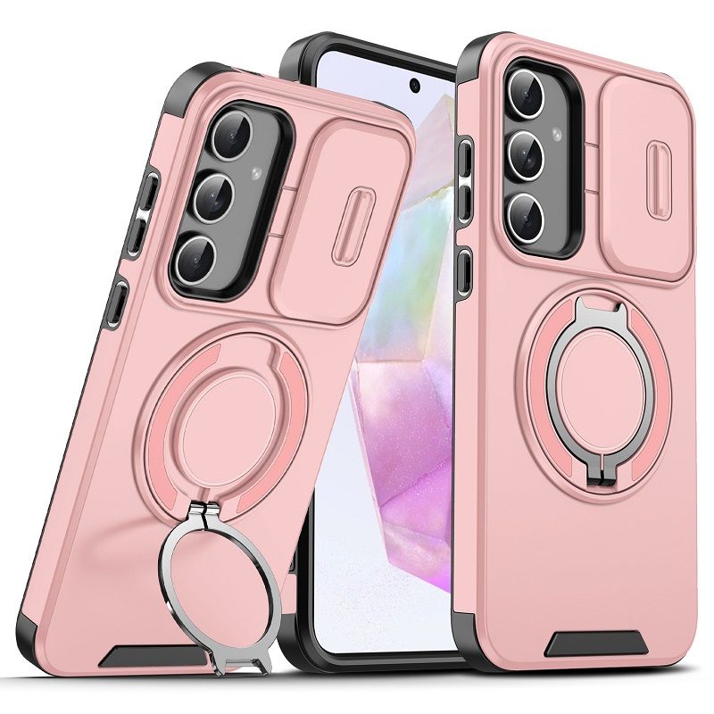 New - Luxury Slide Camera Lens Case For Samsung Galaxy A56 A36 A16 A06 A55 A35 A25 A15 A54 A14 A04S A23 A13 Car mounted magnetic Kickstand Shockproof Cover