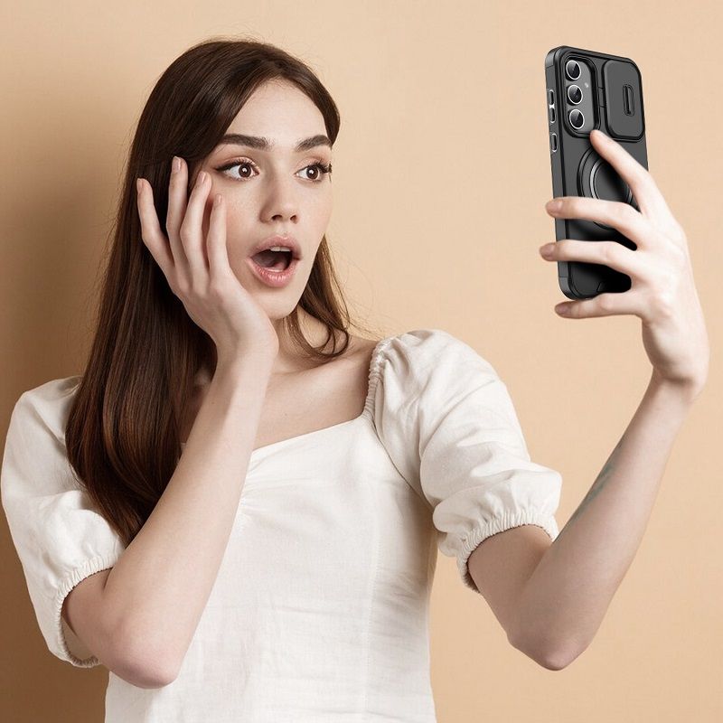 New - Luxury Slide Camera Lens Case For Samsung Galaxy A56 A36 A16 A06 A55 A35 A25 A15 A54 A14 A04S A23 A13 Car mounted magnetic Kickstand Shockproof Cover