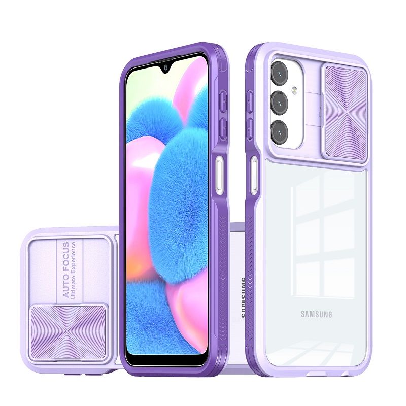 Transparent Luxury Slide Camera Lens Case For Samsung Galaxy A16 A55 A35 A25 A15 A05S A05 A54 A34 A24 A14 A04S A73 A53 A33 A23 A13 Shockproof Protective Cover
