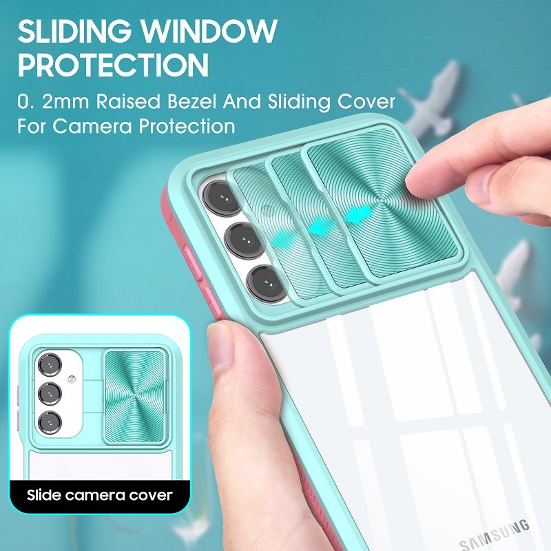 Transparent Luxury Slide Camera Lens Case For Samsung Galaxy A16 A55 A35 A25 A15 A05S A05 A54 A34 A24 A14 A04S A73 A53 A33 A23 A13 Shockproof Protective Cover