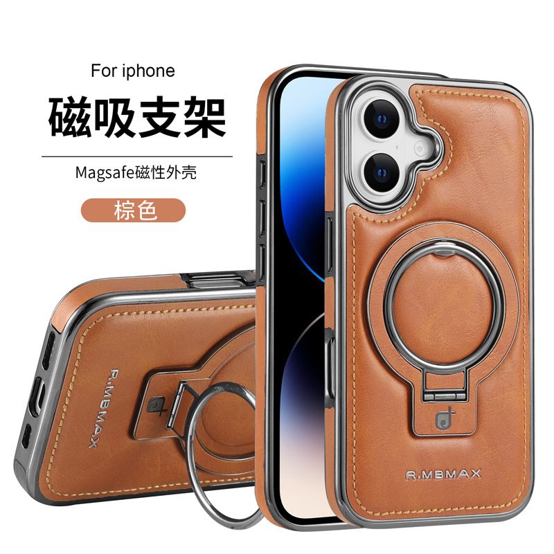 Business Luxury Leather Phone Case For iPhone 11 12 13 Pro MAX 14 Plus 15 Pro Max 16 Plus 16 Pro MAX support magnetic Protective Case