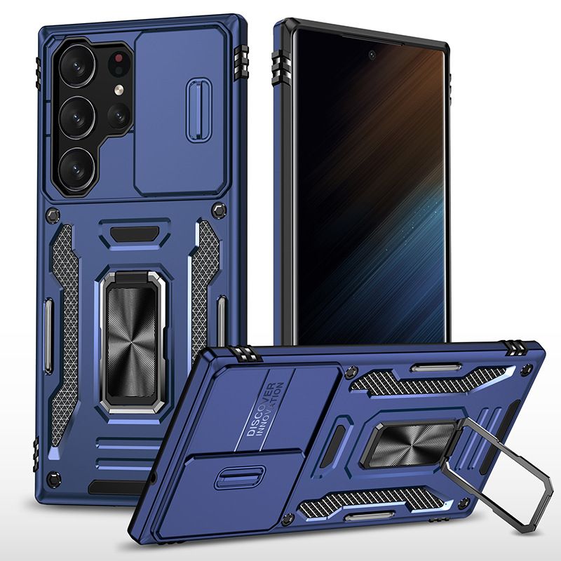 Luxury Slide Camera Lens Case for Samsung Galaxy S24 Plus S24 S23 Plus S23 FE S22 S21 S20 Ultra Plus FE Shockproof Bumper Cover vehicle-mounted Magnetic Kickstand Cover