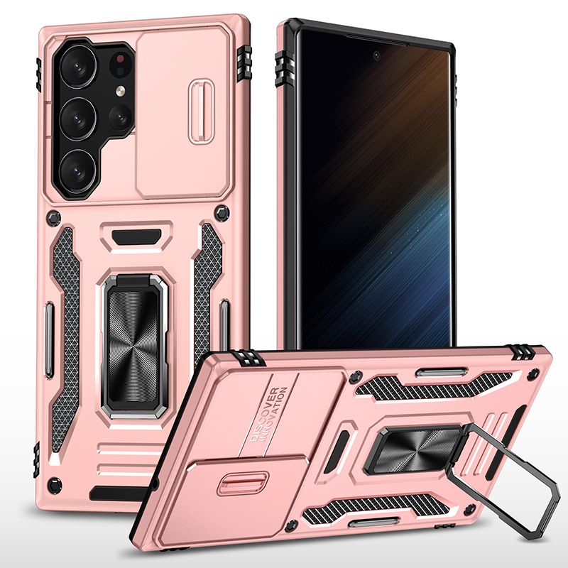 Luxury Slide Camera Lens Case for Samsung Galaxy S24 Plus S24 S23 Plus S23 FE S22 S21 S20 Ultra Plus FE Shockproof Bumper Cover vehicle-mounted Magnetic Kickstand Cover