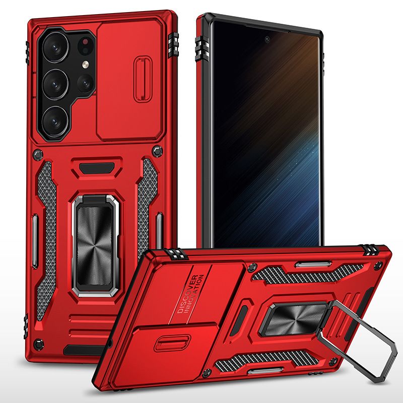 Luxury Slide Camera Lens Case for Samsung Galaxy S24 Plus S24 S23 Plus S23 FE S22 S21 S20 Ultra Plus FE Shockproof Bumper Cover vehicle-mounted Magnetic Kickstand Cover