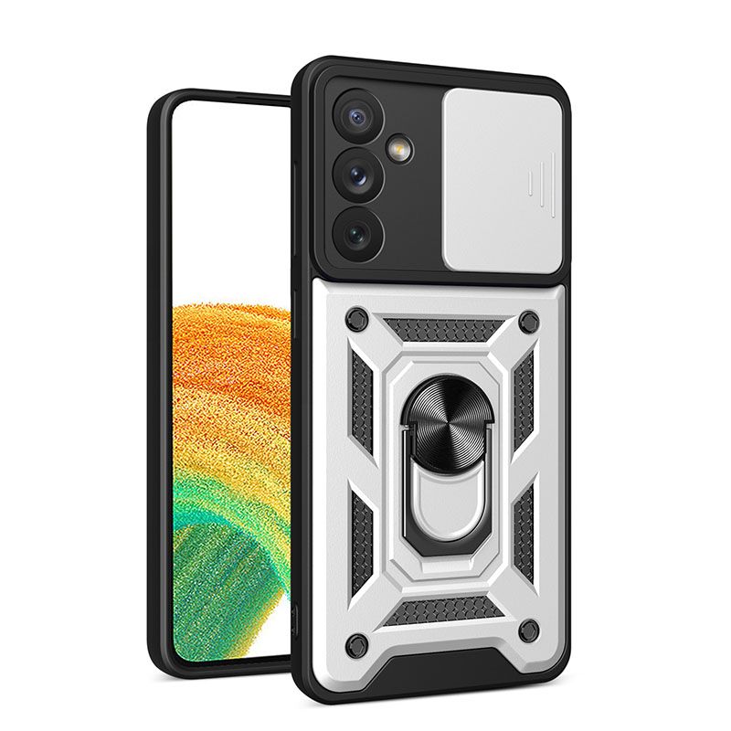 Luxury Slide Camera Lens Case For Samsung Galaxy M32 M52 M53 M33 M13 M23 M55 M54 M34 C55 M15 M35 M14 F55 F54 F34 F15 F14 Shockproof Bumper Cover vehicle-mounted Magnetic Kickstand Cover
