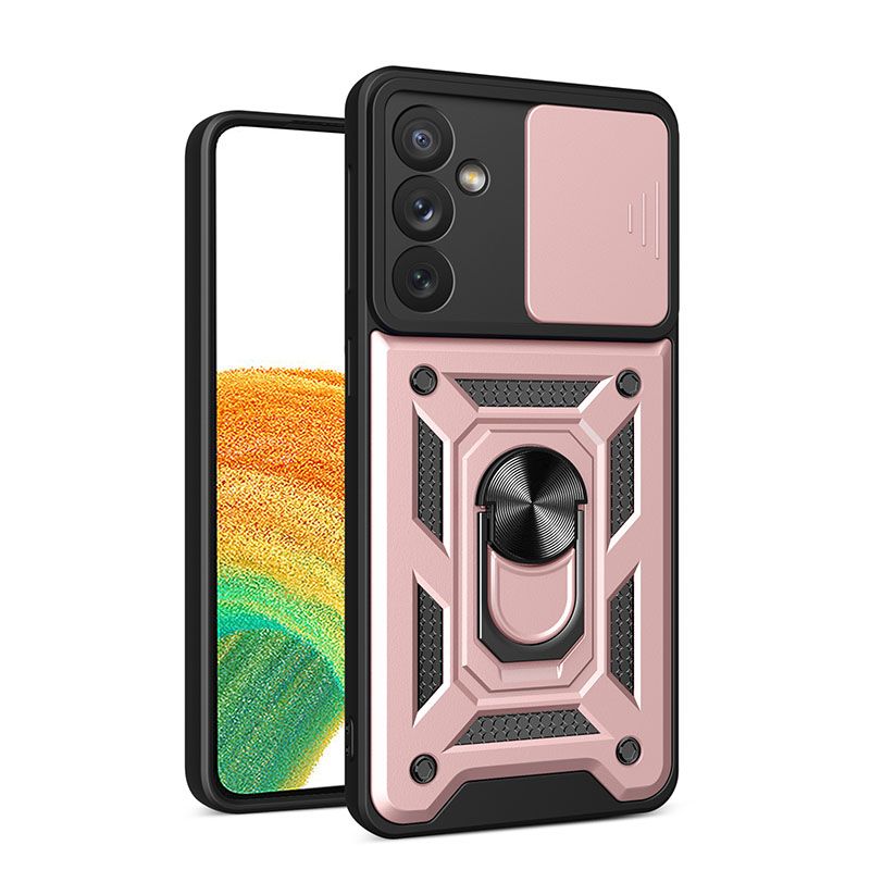 Luxury Slide Camera Lens Case For Samsung Galaxy M32 M52 M53 M33 M13 M23 M55 M54 M34 C55 M15 M35 M14 F55 F54 F34 F15 F14 Shockproof Bumper Cover vehicle-mounted Magnetic Kickstand Cover