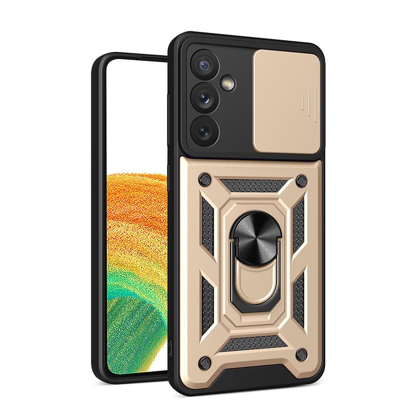 Luxury Slide Camera Lens Case For Samsung Galaxy M32 M52 M53 M33 M13 M23 M55 M54 M34 C55 M15 M35 M14 F55 F54 F34 F15 F14 Shockproof Bumper Cover vehicle-mounted Magnetic Kickstand Cover