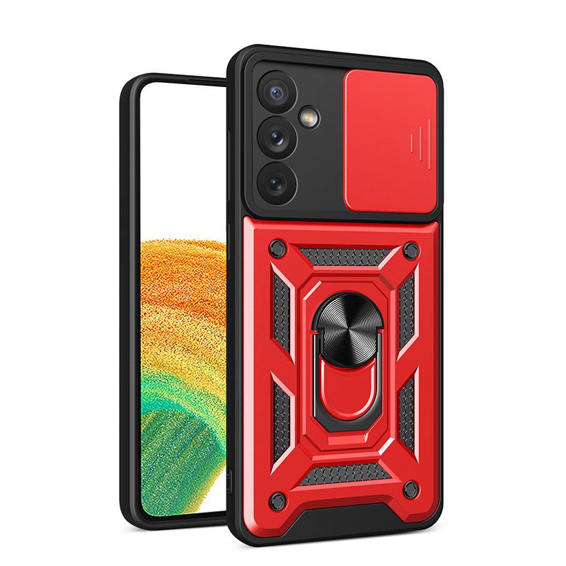 Luxury Slide Camera Lens Case For Samsung Galaxy M32 M52 M53 M33 M13 M23 M55 M54 M34 C55 M15 M35 M14 F55 F54 F34 F15 F14 Shockproof Bumper Cover vehicle-mounted Magnetic Kickstand Cover