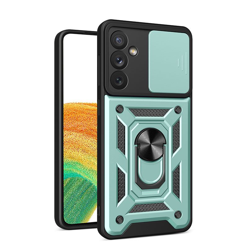 Luxury Slide Camera Lens Case For Samsung Galaxy M32 M52 M53 M33 M13 M23 M55 M54 M34 C55 M15 M35 M14 F55 F54 F34 F15 F14 Shockproof Bumper Cover vehicle-mounted Magnetic Kickstand Cover