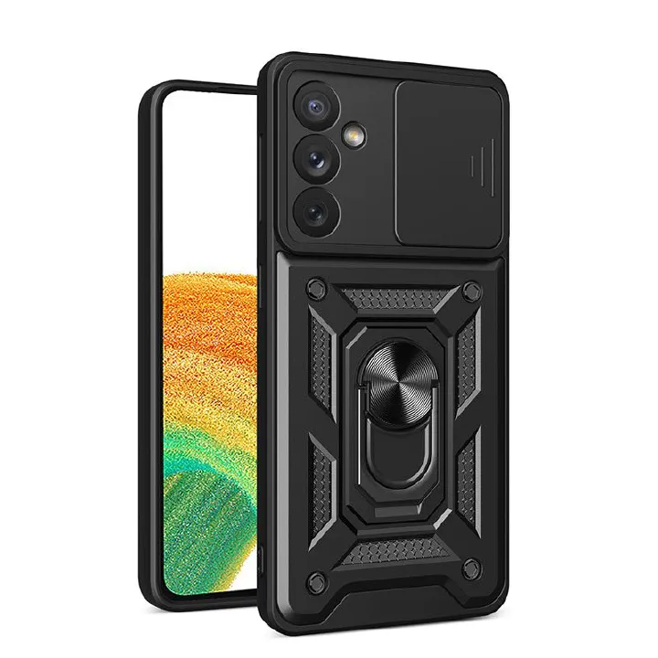 Luxury Slide Camera Lens Case For Samsung Galaxy M32 M52 M53 M33 M13 M23 M55 M54 M34 C55 M15 M35 M14 F55 F54 F34 F15 F14 Shockproof Bumper Cover vehicle-mounted Magnetic Kickstand Cover
