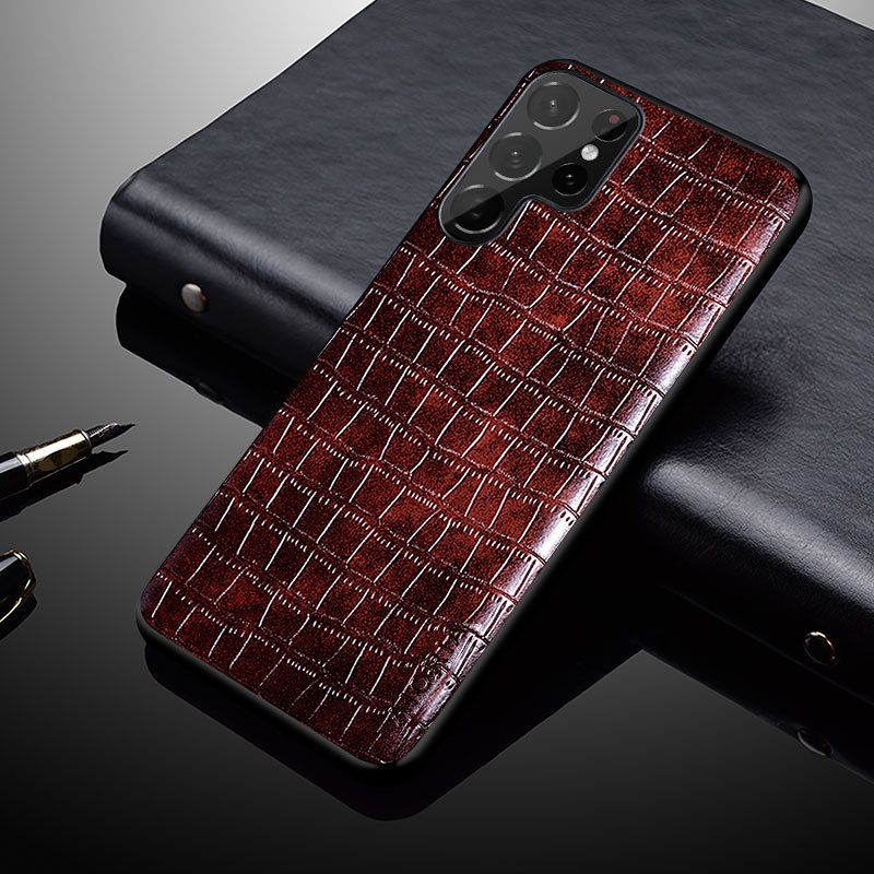 Phone Case for Samsung Galaxy S26 S25 FE S24 Plus S23 FE S23 Plus S24 Ultra S23 S22 S21 Ultra S20 FE Note 20 Ultra 10 Plus Shockproof Business Leather Fashionable Crocodile Peather Protective Case