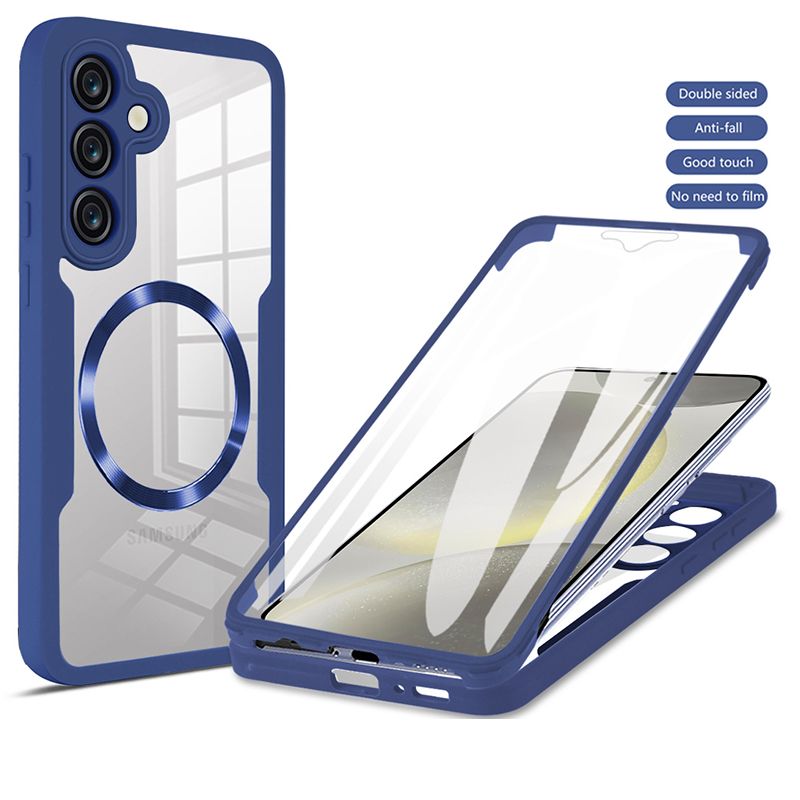 Magnetic Case for Samsung Galaxy S25 Ultra S24 FE S23 FE S24 Ultra S23 Plus S22 S21 FE Compatible with Magsafe,Full Body Rugged CaseBuilt-in Screen Protector Anti-Shock Case