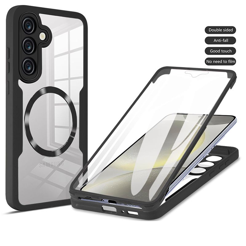 Magnetic Case for Samsung Galaxy S25 Ultra S24 FE S23 FE S24 Ultra S23 Plus S22 S21 FE Compatible with Magsafe,Full Body Rugged CaseBuilt-in Screen Protector Anti-Shock Case
