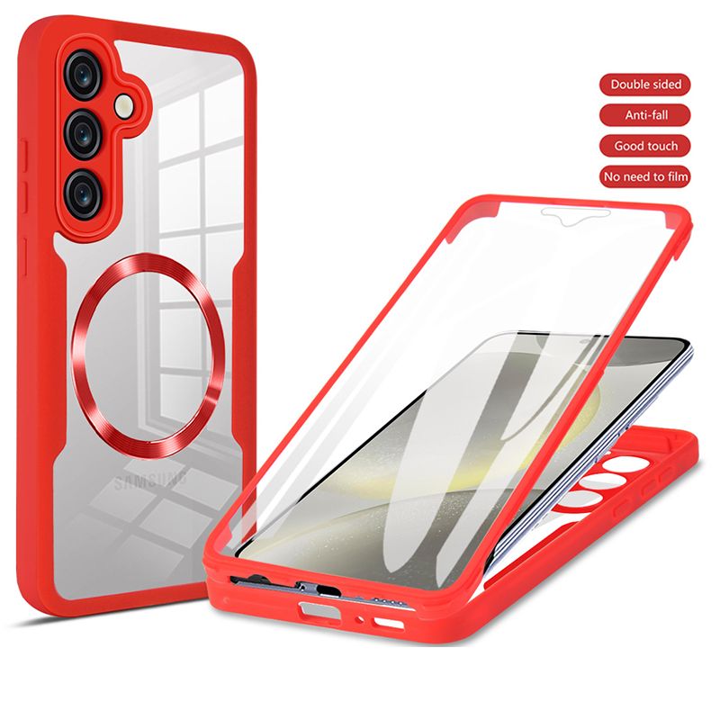 Magnetic Case for Samsung Galaxy S25 Ultra S24 FE S23 FE S24 Ultra S23 Plus S22 S21 FE Compatible with Magsafe,Full Body Rugged CaseBuilt-in Screen Protector Anti-Shock Case