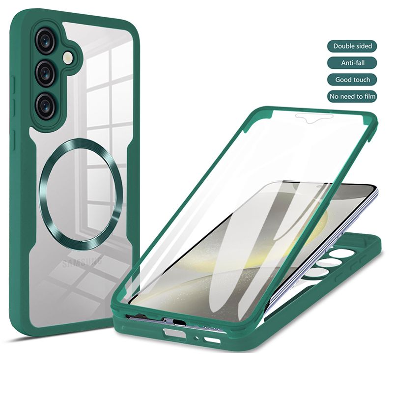 Magnetic Case for Samsung Galaxy S25 Ultra S24 FE S23 FE S24 Ultra S23 Plus S22 S21 FE Compatible with Magsafe,Full Body Rugged CaseBuilt-in Screen Protector Anti-Shock Case