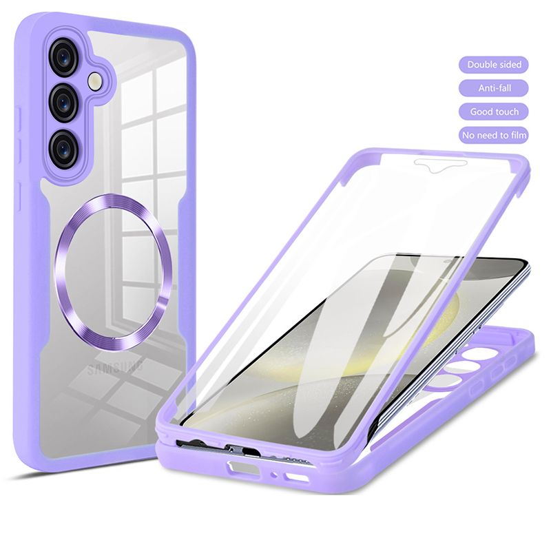 Magnetic Case for Samsung Galaxy S25 Ultra S24 FE S23 FE S24 Ultra S23 Plus S22 S21 FE Compatible with Magsafe,Full Body Rugged CaseBuilt-in Screen Protector Anti-Shock Case