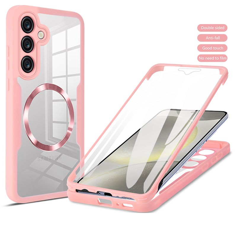 Magnetic Case for Samsung Galaxy S25 Ultra S24 FE S23 FE S24 Ultra S23 Plus S22 S21 FE Compatible with Magsafe,Full Body Rugged CaseBuilt-in Screen Protector Anti-Shock Case