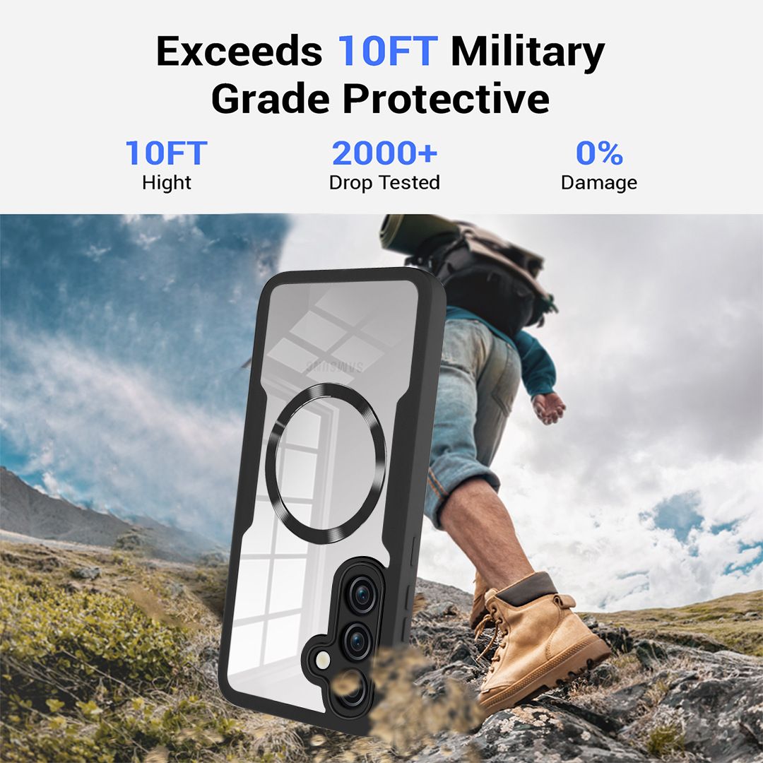 Magnetic Case for Samsung Galaxy S25 Ultra S24 FE S23 FE S24 Ultra S23 Plus S22 S21 FE Compatible with Magsafe,Full Body Rugged CaseBuilt-in Screen Protector Anti-Shock Case