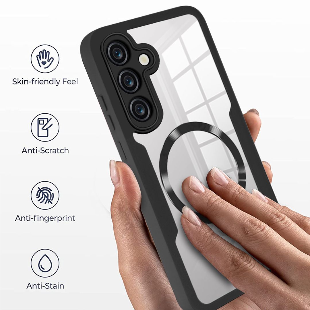 Magnetic Case for Samsung Galaxy S25 Ultra S24 FE S23 FE S24 Ultra S23 Plus S22 S21 FE Compatible with Magsafe,Full Body Rugged CaseBuilt-in Screen Protector Anti-Shock Case