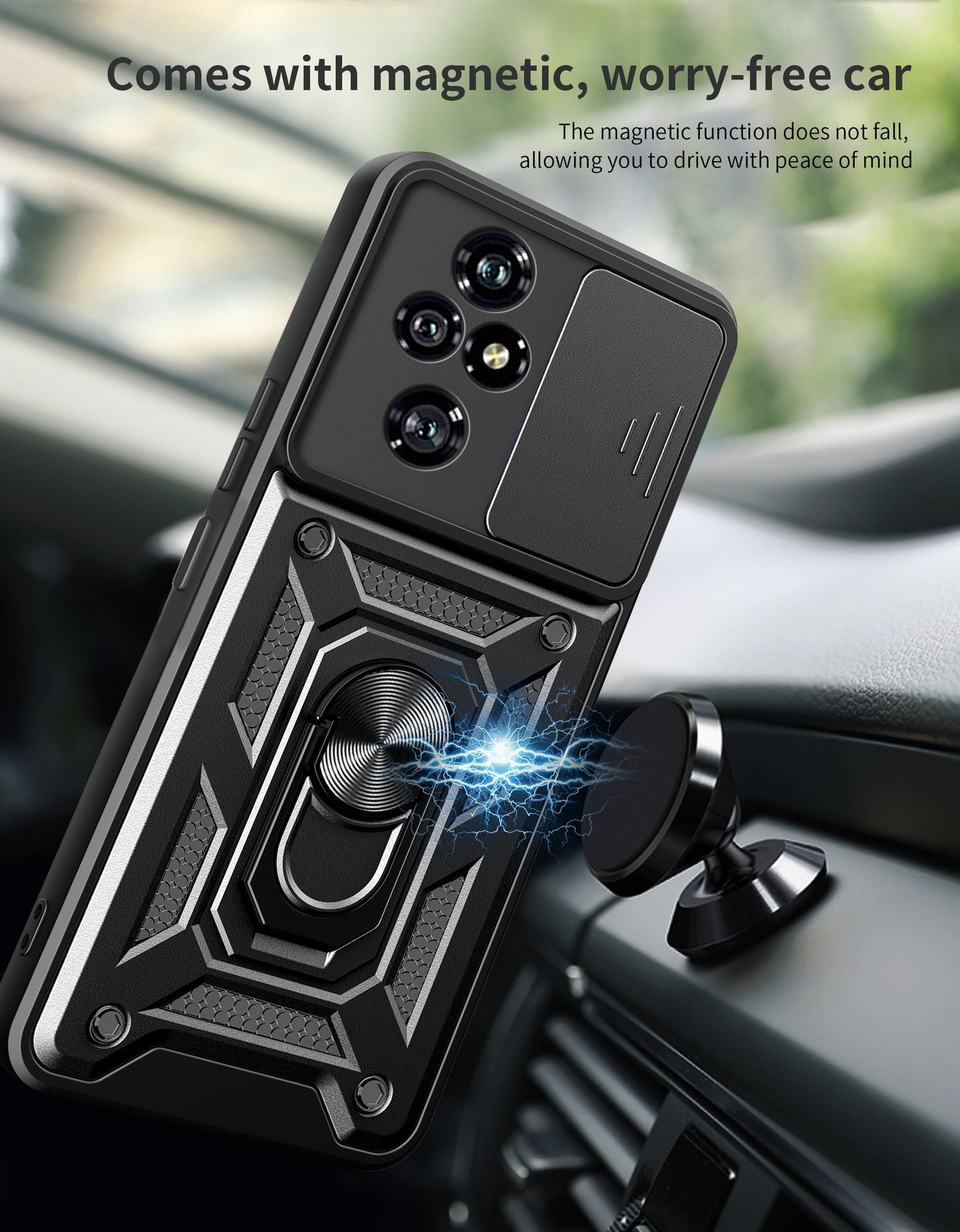 Luxury Slide Camera Lens Case For Huawei Honor 200 Pro 200 Lite 10 Pro 90 Lite 70 Lite 90 70 Shockproof Bumper Cover vehicle-mounted Magnetic Kickstand Cover