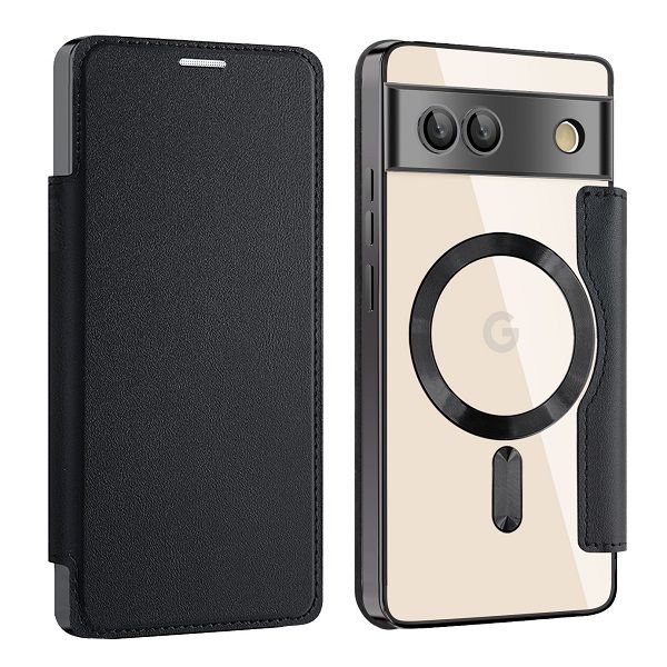 Flip Cover For Google Pixel 7a 5G Magnetic Magsafe Leather Anti-theft Brush Electroplating Protective Case