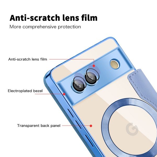 Flip Cover For Google Pixel 7a 5G Magnetic Magsafe Leather Anti-theft Brush Electroplating Protective Case