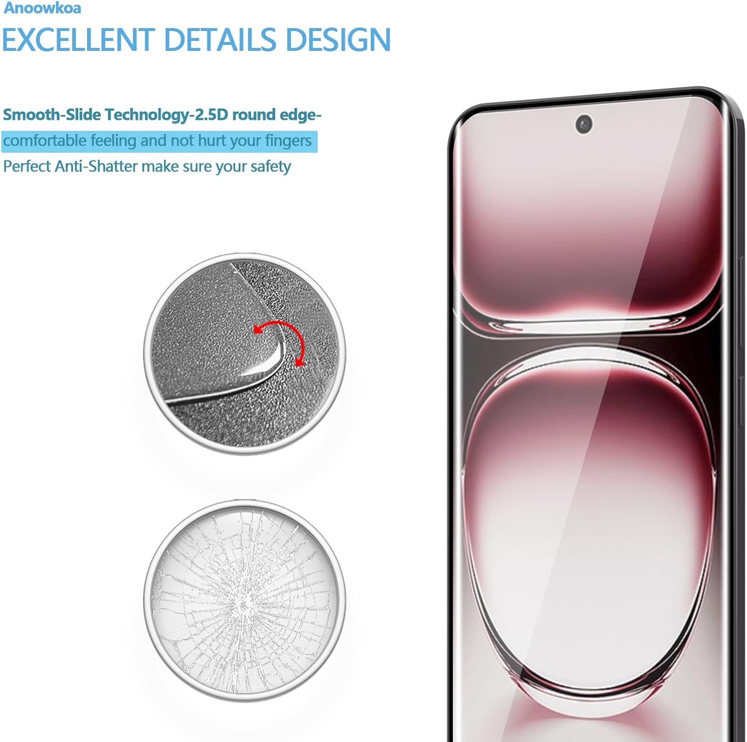 Curved Screen Protector [2 Pieces] for OPPO Reno12 5G / Reno 12 Pro 5G Screen protector Tempered Curved Surface Edge Glue HD Curved Full Cover] [Bubble Free] Glass Screen Protector