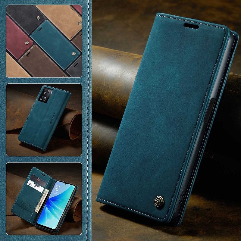 Flip Cover For OPPO Reno 12F10 Pro A78 A57 A77 A76 A96 A36 Reno 8T Realme C55 10 Pro Leather Case [Flip Vintage Leather] Wallet Shockproof Durable Retro Phone Case