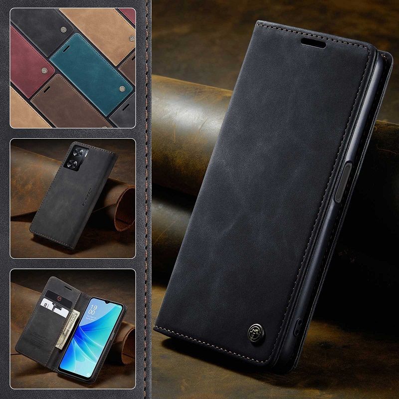 Flip Cover For OPPO Reno 12F10 Pro A78 A57 A77 A76 A96 A36 Reno 8T Realme C55 10 Pro Leather Case [Flip Vintage Leather] Wallet Shockproof Durable Retro Phone Case