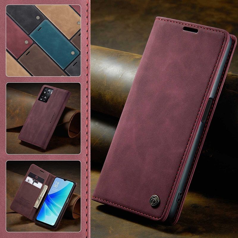 Flip Cover For OPPO Reno 12F10 Pro A78 A57 A77 A76 A96 A36 Reno 8T Realme C55 10 Pro Leather Case [Flip Vintage Leather] Wallet Shockproof Durable Retro Phone Case