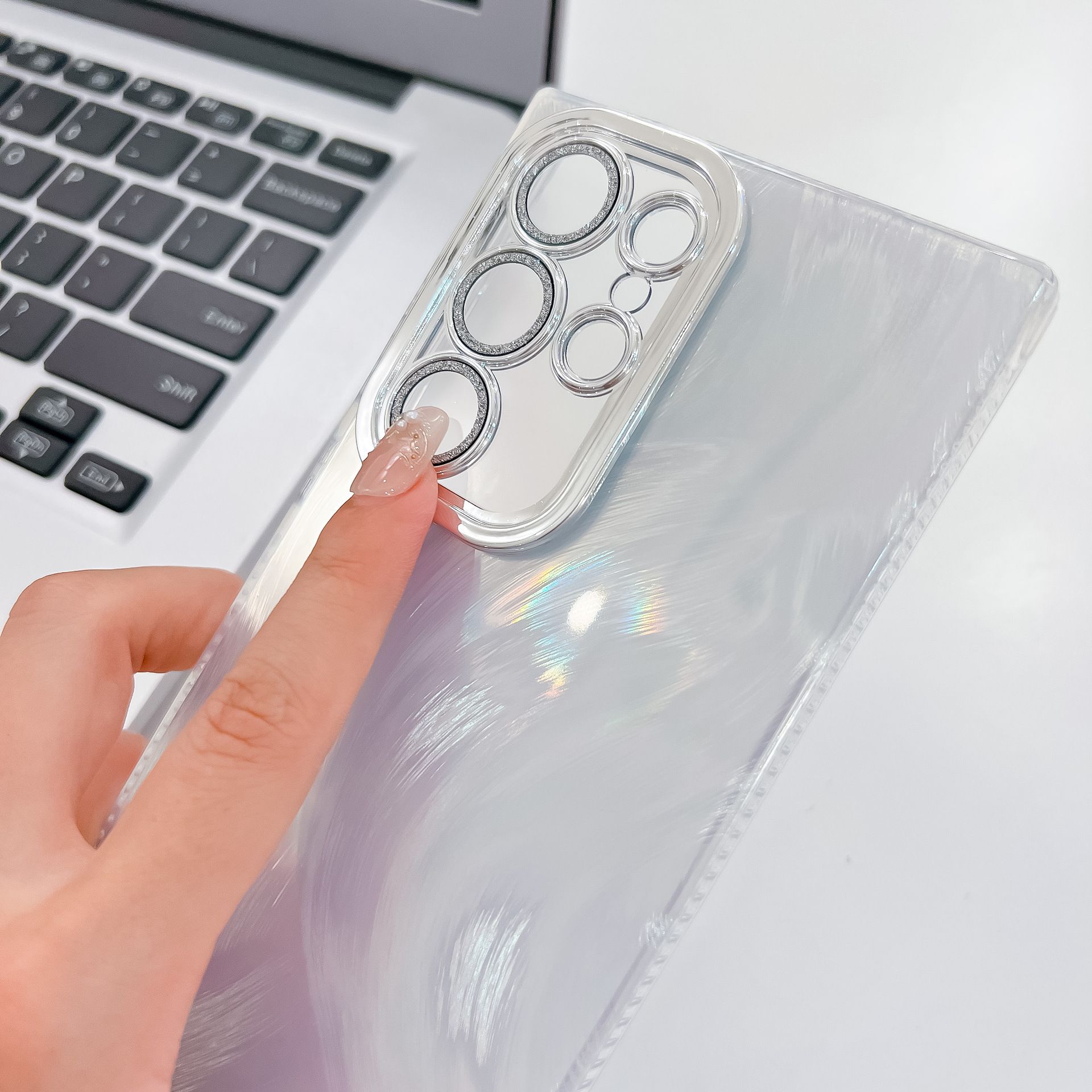 Phone Case for Samsung Galaxy S24 Ultra S23 Plus,iPhone 16 Pro Max 15 14 Plus 13 Pro Max Feather Yarn Feather Plating Lens Film Full Package Protective Cover