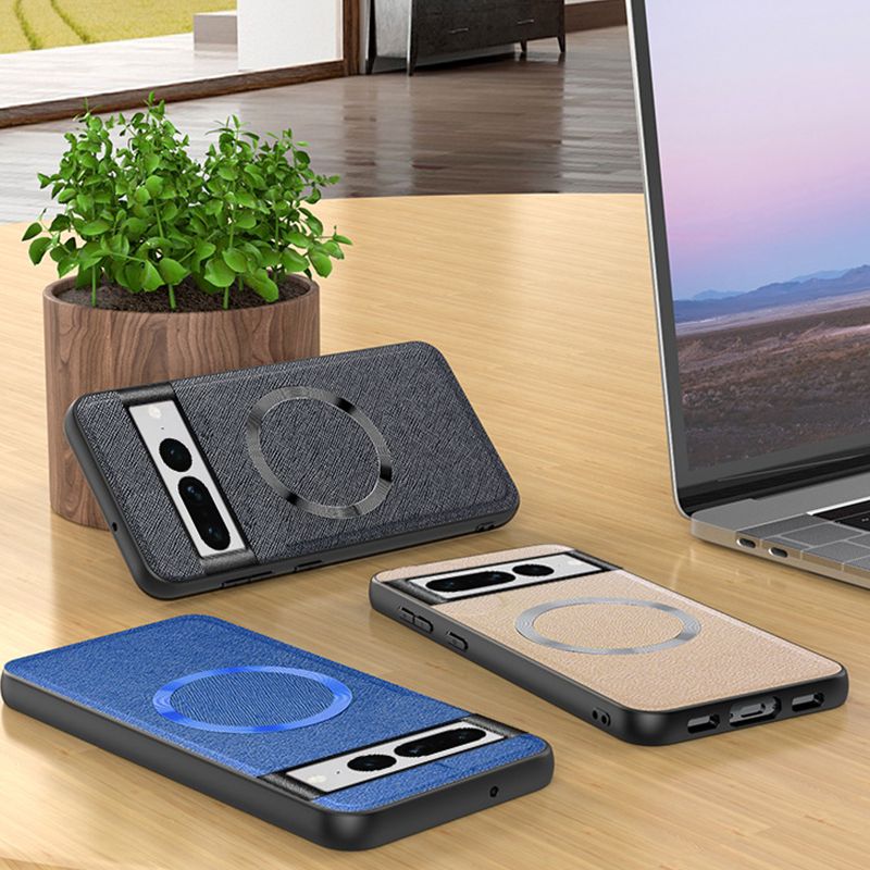 Phone Case for Google Pixel 9 8 7 6 Pro,Pixel 7A 6A Crosshatch Business Leather Pixel 8/5/7/6 Magnetic Protective Case