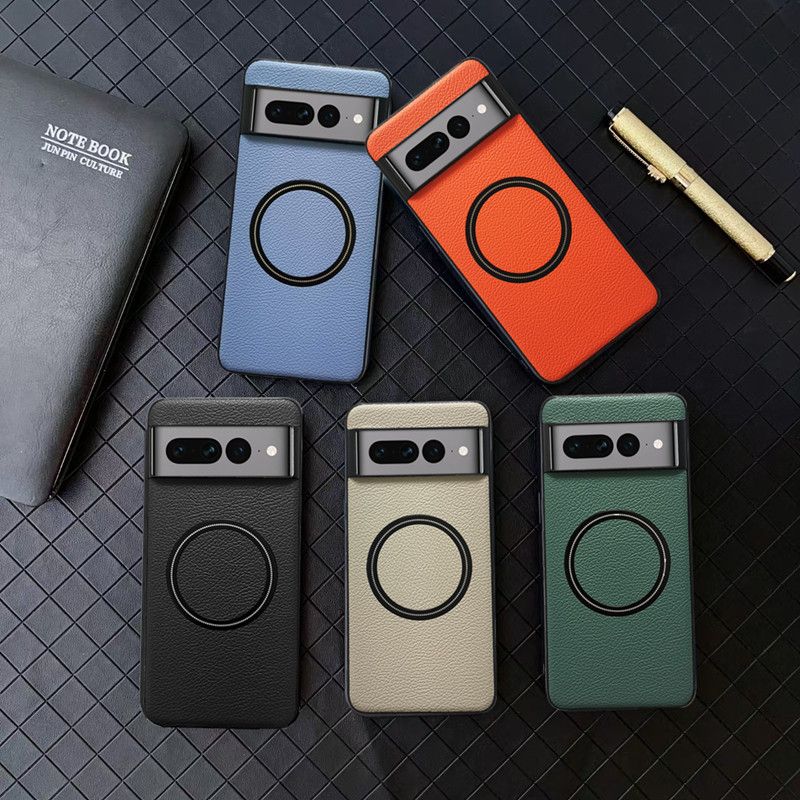 Phone Case for Google Pixel 6 7 8 9 Pro XL,Pixel 6A 7A 8A 9A 10 Pro XL 10 Pro Lychee Pattern Solid Colour Magnetic All-inclusive Cover