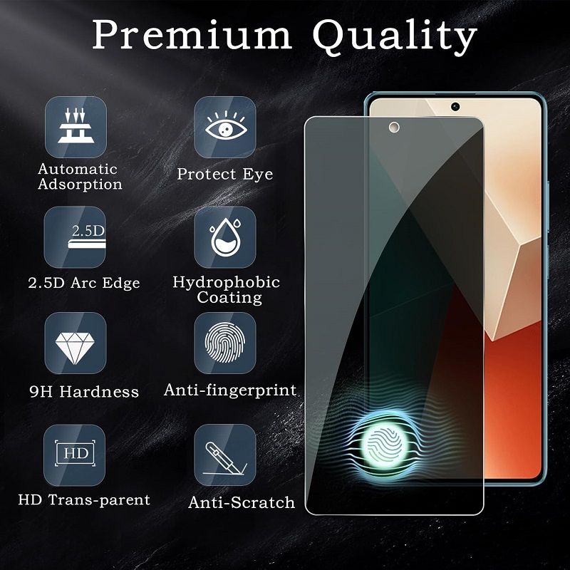 [2 Pack] Privacy Screen Protector for Xiaomi Redmi Note 14 13 12 11 10 Pro 5G/4G Anti-Spy Shatterproof Tempered Glass Bubble Free Anti-Glare Case Friendly