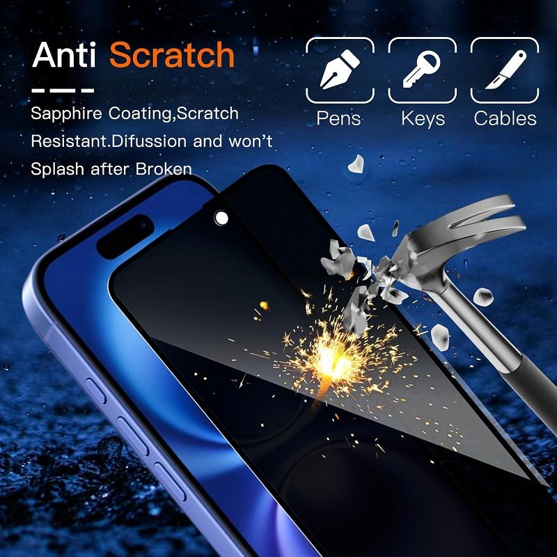 [2-Pack] Privacy Screen Protector for iPhone 16 Pro Max,iPhone 16 Plus,iPhone 16 Pro Anti Spy Screen Protector Easy Installation, Bubble Free, Case Friendly Tempered Glass Film
