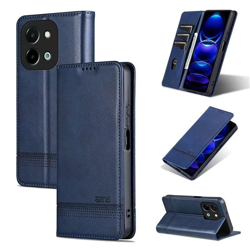 Wallet PU Leather Flip Cover For Vivo Y28 4G Shockproof Protection Stand Holder Magnetic PU Leather  Protective Cover